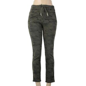 Flog Jeans Sz 27 x 27 Green Camo Skinny Leg Drawstring Pocket Cotton Lycra Jeans